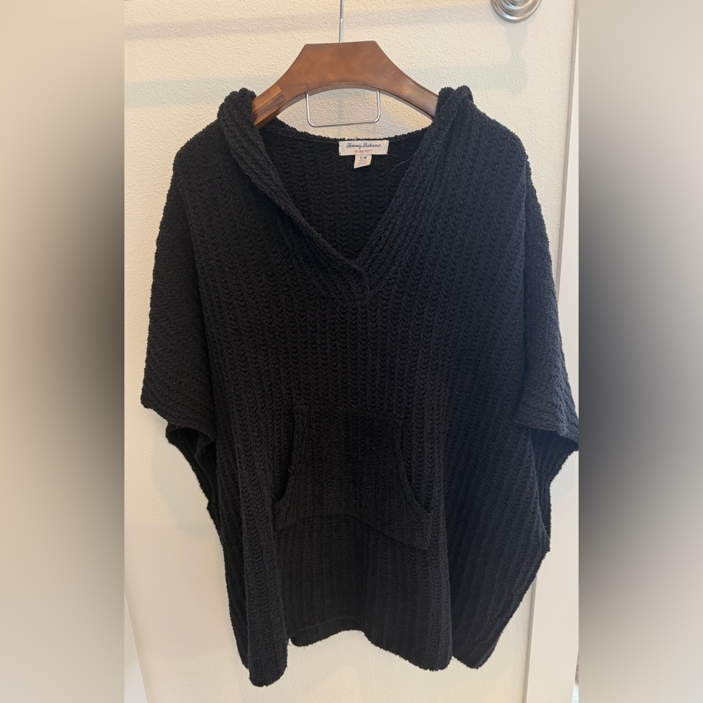 Tommy Bahama Oversized Black V-Neck Poncho Sweater - Picture 4 of 11